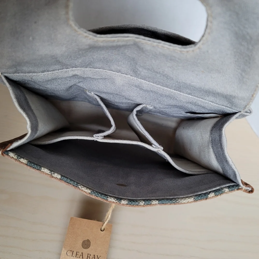 Clea Ray Canvas Beer/Bottle Tote Carrier Made with Recycled Leather and Canvas